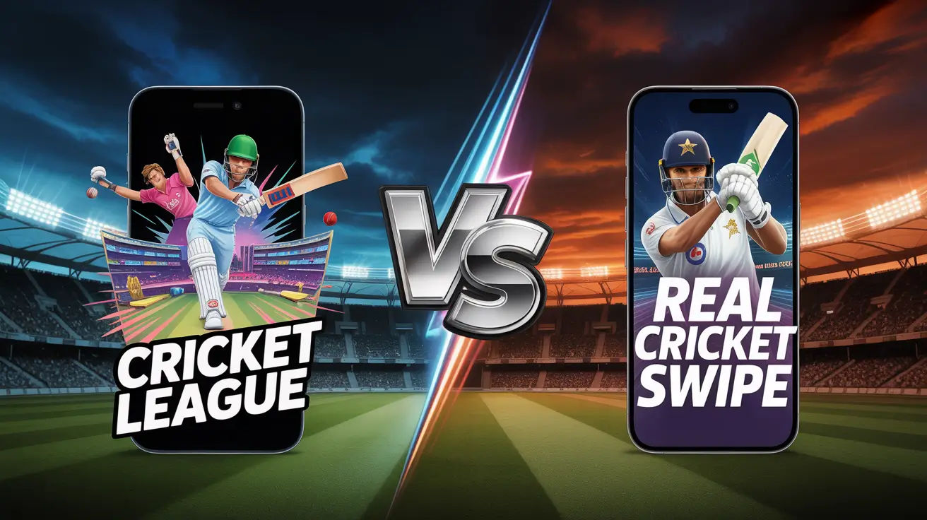 cricket league vs real cricket swipe